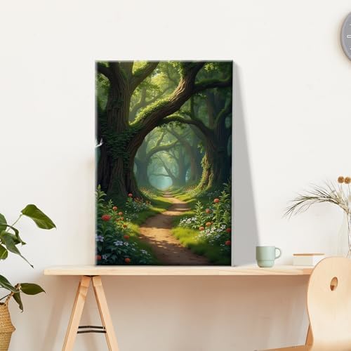 JOOZ Landscape Paint by Numbers Kit for Adults with Frame Forest Paint by Number with Easel Tree Adult Paint by Number Kits Framed Canvas Oil Painting Kits for Home Wall Decor 8x12 Inch - Image 4