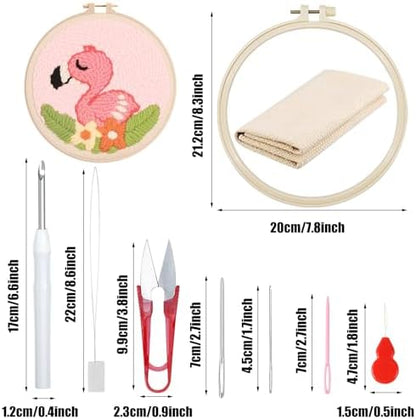 Woohome Punch Needle Kit Included Plastic Hoops, Punch Needle Cloth, Color Yarn and Punch Needle Tools for Adults, Beginners (Whales, Flowers, Bird) - Image 5
