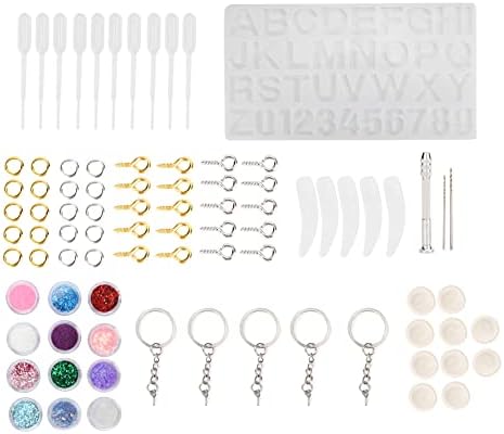 Silicone Mold Resin Jewelry Making Kit, DIY Resin Craft Set with Glitter Powder and Accessories, Reusable Non - for Necklace Pendants and Decor by Unknown