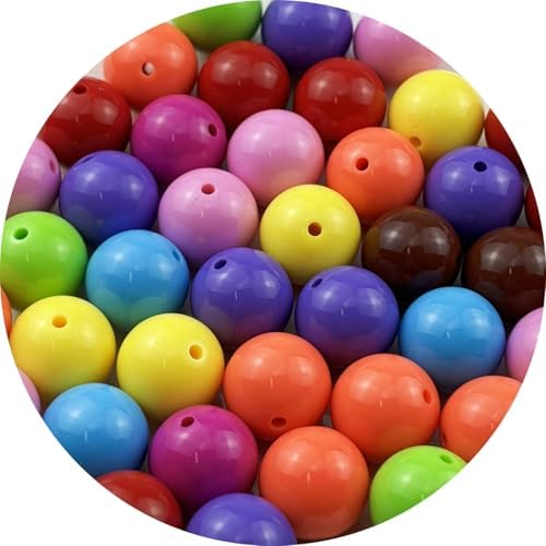 40pcs Acrylic Round Beads for Crafts 18mm Resin Candy Color Spacer Beads with Hole for Jewelry Making Sewing Crafts Decoration Necklaces Bracelets Earrings Supplies(Dark Mix Colors) by Unknown