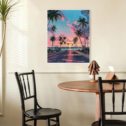 KYOQFVN Sunset Road Paint by Numbers for Adults Beginner, Street Adult Paint by Number Kits on Canvas, DIY Oil Painting Kits for Home Wall Decor 16X20 inch (Without Frame) - Image 5