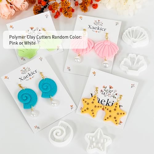 Xaekicr 4PCS Ocean Theme Polymer Clay Cutters Set – Starfish Seashell Clay Earring Cutters – Clay Tools for Polymer Clay Jewelry Making, Beach DIY Crafts Supplies - Image 2