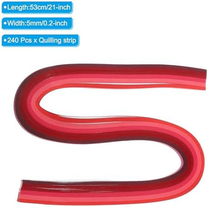 PATIKIL 240pcs Rainbow Quilling Strips Paper 3/16"(5mm) 21"(53cm) Origami Paper Quilling Strip for Art DIY Craft Christmas, Red - Image 2