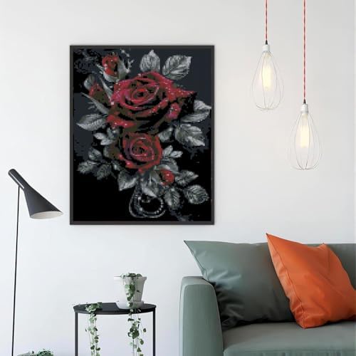 Flowers Stamped Cross Stitch Kits Flowers Cross Stitch Patterns,Dimensions Cross Stitch Kits Embroidery Kit Arts and Crafts for Beginners 15.7x11.8 inch - Image 3