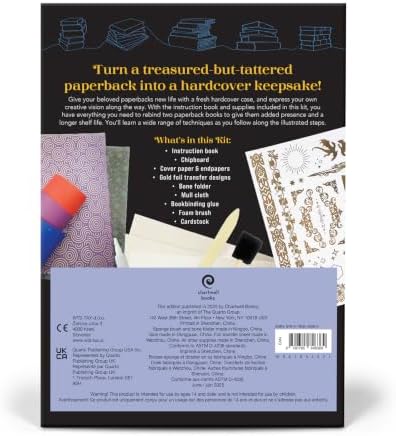 Bookbinding Kit: Transform Your Favorite Book into a Deluxe Edition - Includes: Chipboard, Cover Paper, Decorative Endpapers, Bone Folder, Gold Transfers, Bookbinding Glue, Foam Brush, Mull Cloth - Image 3