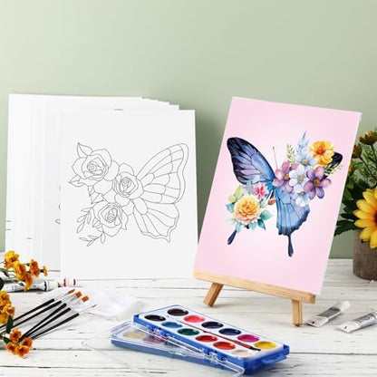 Ctosree 12 Sets Pre Drawn Canvas Kit for Painting,Butterfly,8 x 10 in - Image 2