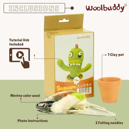 Woolbuddy Needle Felting Starter Kit (Saguaro) for Adults with Tool & Guide - Image 3