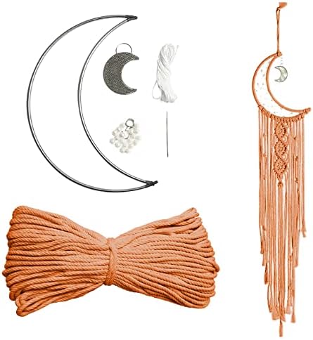 JeogYong Macrame Kit, DIY Moon Dream Catcher Macrame Kits for Kids & Adults Beginners, Includes Metal Hoop Rings Macrame Cord or More Craft Supplies and Materials for Bohemian Wall Decor Dreamcatcher by JeogYong