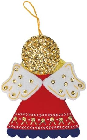 MerryStockings Felt Ornament Kit, Collectible Angels Series, DIY, Sequins, Beads, Embellishments, Step by Step Instructions and Each Angel has Multiple Skin Tone Options (Patriotic) - Image 2