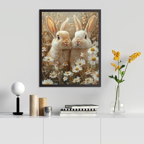 RICUVED Easter Paint by Numbers for Adults, Rabbits Paint by Numbers Kit for Adults Beginners, Flowers DIY Acrylic Oil Painting on Canvas Easy for Gift Home Wall Decor 16x20 Inch - Image 6