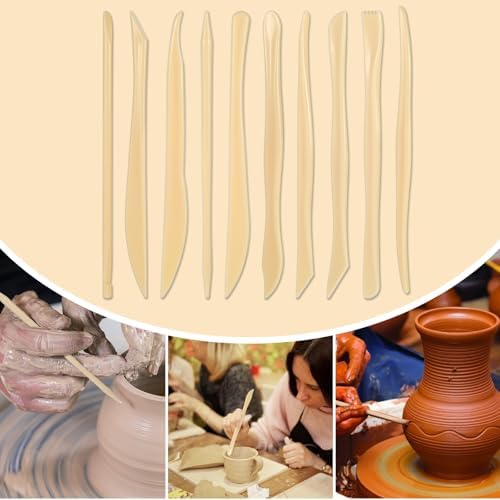 AOZUO 10PCS Double-Ended Clay Sculpting Tools, Plastic Polymer Clay Modeling Tools Ceramic Pottery Carving Tools for Cutting Embossing Smoothing Shaping Molding - Image 2