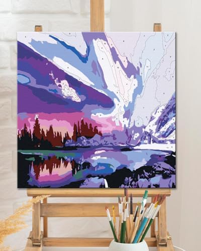TOCARE Framed Paint by Numbers Kit for Adults Beginners & Kids Ages 8-12, Aurora Paint by Number with Frame,Northern Lights Paint by Numbers Framed Canvas(10x10 Inch, Without Easel) - Image 6