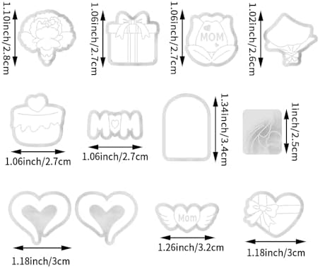 Mother’s Day Polymer Clay Cutters & Stamp Set - 12pcs Sharp & Durable Mom, Heart, Cake, Carnation & Gift Shapes for DIY Earring Jewelry Making, Soft Clay Crafts & Holiday Supplies - Image 3