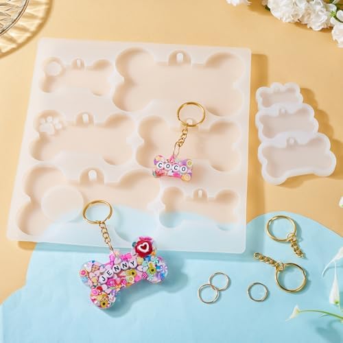 Dog Bone Silicone Mold Pet Tag Silicone Molds DIY Keychain Silicone Molds Kit for Epoxy Resin Crafts Christmas Earring Bracelet Necklace Jewelry Making - Image 3