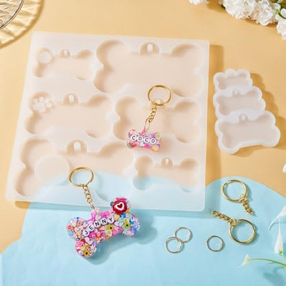Dog Bone Silicone Mold Pet Tag Silicone Molds DIY Keychain Silicone Molds Kit for Epoxy Resin Crafts Christmas Earring Bracelet Necklace Jewelry Making - Image 3