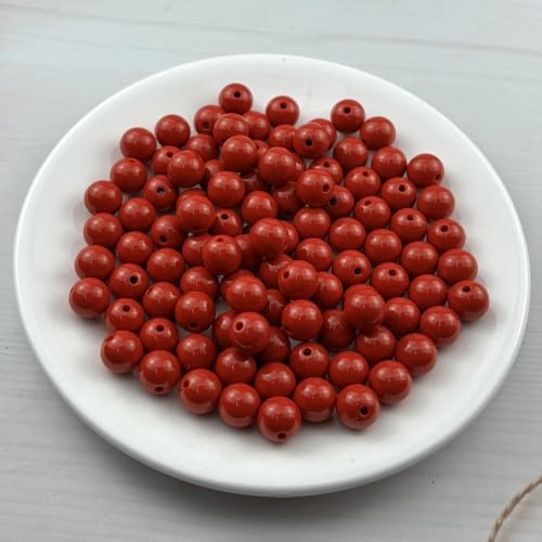 100pcs Acrylic Round Beads for Crafts 12mm Resin Candy Color Spacer Beads with Hole for Jewelry Making Sewing Crafts Decoration Necklaces Bracelets Earrings Supplies(Red) - Image 2