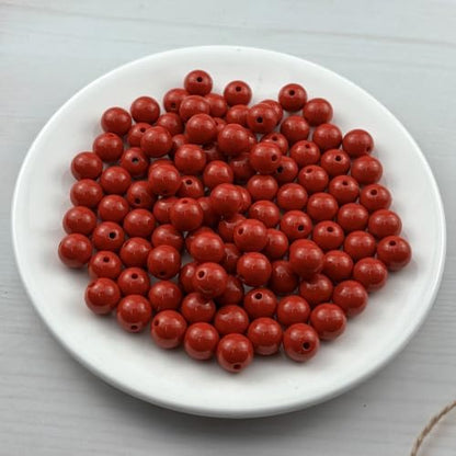 100pcs Acrylic Round Beads for Crafts 12mm Resin Candy Color Spacer Beads with Hole for Jewelry Making Sewing Crafts Decoration Necklaces Bracelets Earrings Supplies(Red) - Image 2