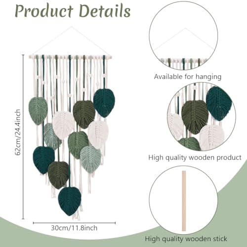 ACRNIGHEET Boho Macrame Leaf Kit for Adults Beginners Large DIY Macrame Kit Leaf Tassels Wall Hanging Elegant Wall Decor Bohemian Macrame Projects Handmade Enthusiast Gift - Image 3