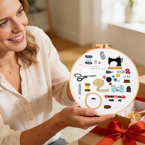 Crafmanoe Hand Embroidery Kits for Beginners Adults, Crewel Embroidery DIY Kits, Stamped Cross Stitch Kits for Beginners Adults Craft Kits for Women, Entire Set of Embroidery Supplies & Video Tutorial - Image 6