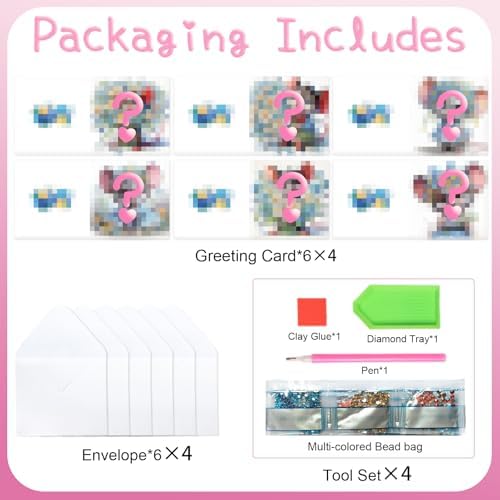 Focart 24 Pack Diamond Painting Greeting Cards, Random Diamond Art Kits Special Shape Drill DIY Handcraft for Relatives and Friends with Wishes, Unique Design Crafting for Birthday Holiday Cards - Image 3