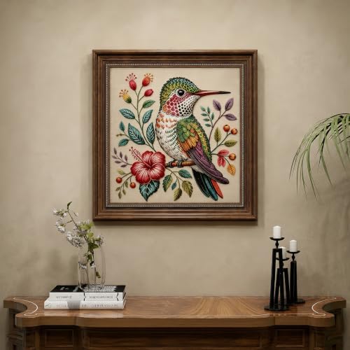 Mosaflare Hummingbird Stamped Cross Stitch Kits for Beginner 13.7x13.7 Inch - Image 2