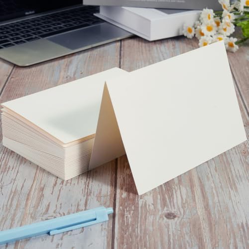 50 Pack Blank Folded Cardstock Cards, Cream Color, 3x5 - Image 3