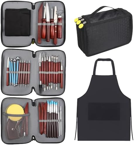 42 Pcs Pottery Tools Pottery Sculpting Tool, Potterys Kit, Clay Sculpting Tools, Ceramics Tool Set with Carrying Case Bag and Apron, for Potterys Wheel, DIY Arts and Crafts by Unknown