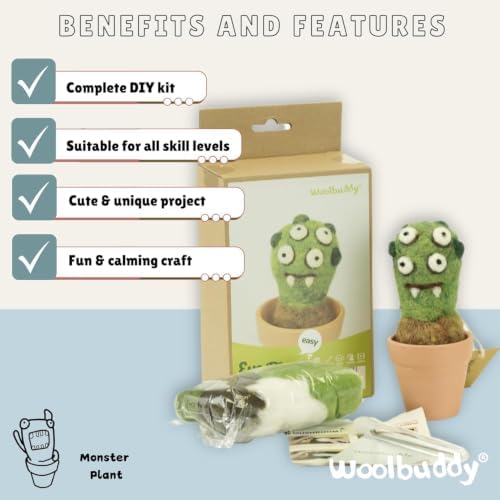 Woolbuddy Needle Felting Starter Kit (Eye Plant) for Beginners with Tool - Image 4