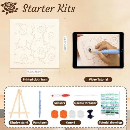 frartoold Orange Art Deco Punch Needle Kit - Plant Embroidery Set - Image 2