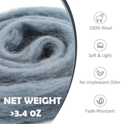 3.4oz Needle Felting Wool Grayish Blue for DIY Needle Craft Enthusiasts - Image 2