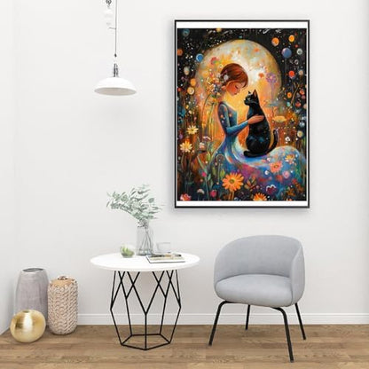 Clendo DIY Paint by Numbers Kit for Adults Beginners, Cat and Moon Adult Paint by Numbers on Canvas, Acrylic Painting Crafts for Home Decor (16x20inch) - Image 6