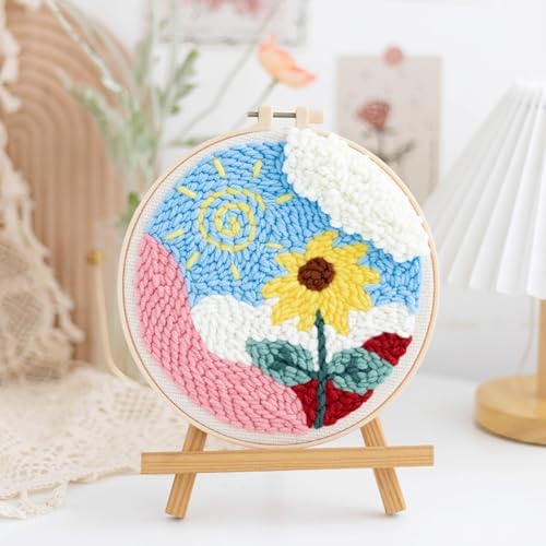 Woohome Punch Needle Kit Included Plastic Hoops, Punch Needle Cloth, Color Yarn and Punch Needle Tools for Adults, Beginners (Moon and Sunflower) - Image 4