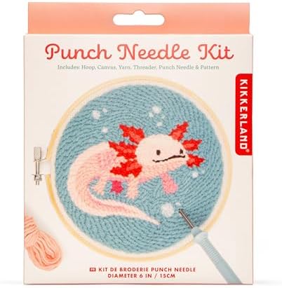Kikkerland Axolotl Punch Needle Kit – DIY Crafting Set with Hoop, Yarn, & Pattern - Image 2