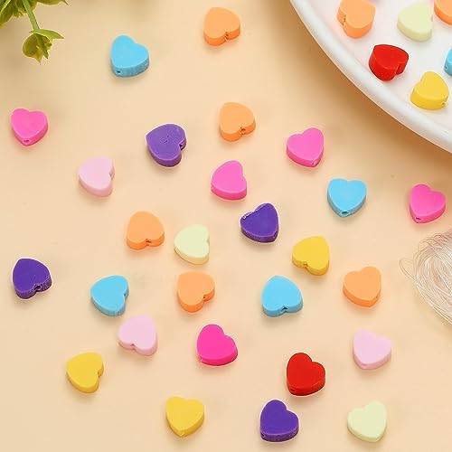 100pcs Mixed Heart Polymer Clay Spacer Beads for Women Jewelry Making DIY Bracelet Necklace Hair Clip Accessories Valentine's Day Gift (Heart) - Image 6