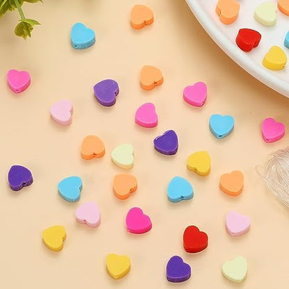 100pcs Mixed Heart Polymer Clay Spacer Beads for Women Jewelry Making DIY Bracelet Necklace Hair Clip Accessories Valentine's Day Gift (Heart) - Image 6