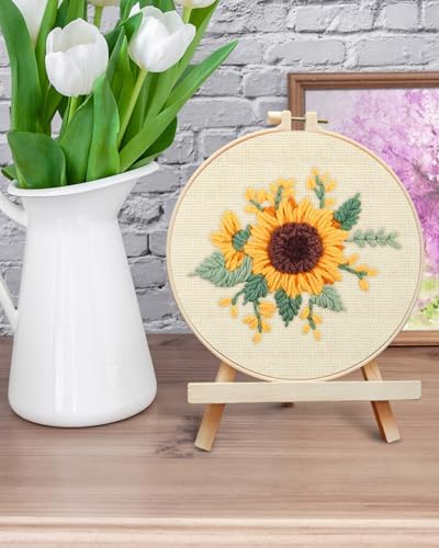ERKOON Punch Needle Kit Beginners Adults, DIY Easy Flower Embroidery Set for Starter Art Craft, Needling Punching Project with Patterns, Tools, Yarns, Hoop, Instruction (Yellow Flowers) - Image 6