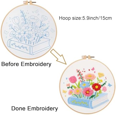 Louise Maelys Floral & Book Embroidery Kit for Beginners DIY Craft Kit - Image 3
