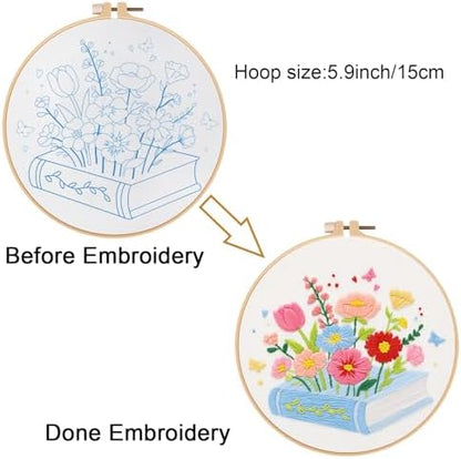 Louise Maelys Floral & Book Embroidery Kit for Beginners DIY Craft Kit - Image 3