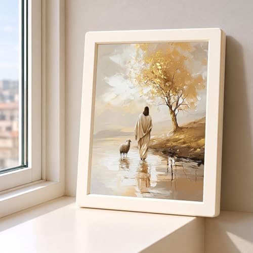 bitCNY Paint by Numbers for Adults, Jesus and Sheep DIY Acrylic Painting Kit, Christian Paint by Number Canvas Art with Golden Tree, Religious Home Wall Decor, 16x20 Inch - Image 5