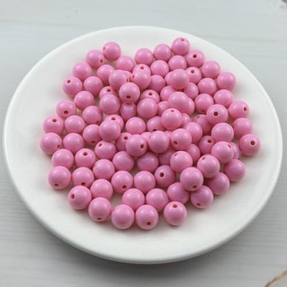 100pcs Acrylic Round Beads for Crafts 12mm Resin Candy Color Spacer Beads with Hole for Jewelry Making Sewing Crafts Decoration Necklaces Bracelets Earrings Supplies(Pink) - Image 2