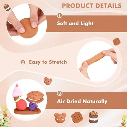 WinnerWhy 108 Pcs Air Dry Clay Bulk 38oz Air Dry Modeling Clay Soft DIY Ultra Light Modeling Clays Foam Magic Crafts for Sculpting Kids Gifts Party School Supplies for Crafts Artistic(Brown) - Image 3