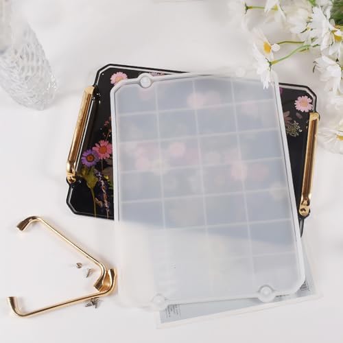 Silicone Mold for Rectangle Epoxy Resin Casting, With 2 Gold Handles, Makes Serving Tray or Board - Image 3