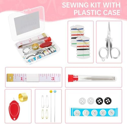 Min Sewing Kit, Travel Sewing Kit with Multi-Color Threads, Scissors, Needles, Buttons, Portable Emergency Sewing Tool Set with Storage Case, Adults Sewing Repair Kit for Craft Supplies - Image 3