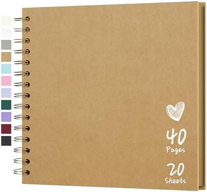 Scrapbook Photo Album 8"x8" 20 Sheets 40 Pages Hardcover Kraft Paper Khaki by Hiwhy