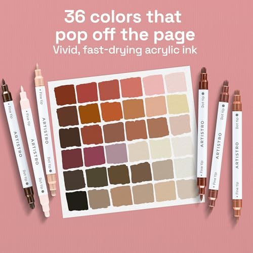 ARTISTRO Skin Tones Dual-Tip Acrylic Paint Marker Pens - Set of 36 - Image 2