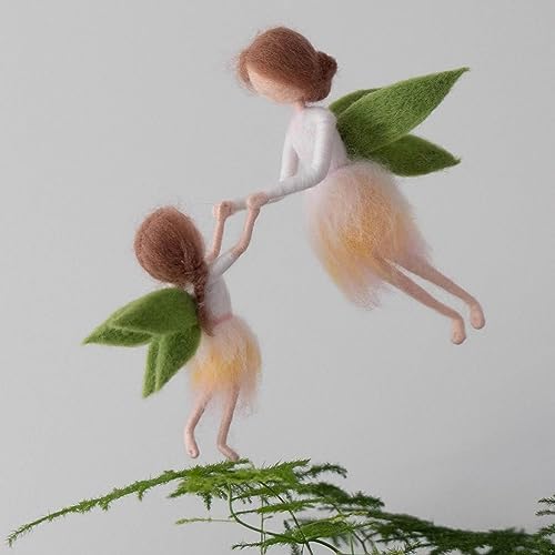 Green Wing Fairy Needle Felting Kit Mom 6INCH Kid 4INCH Friendly Instruction DIY Craft Kit for Beginners - Image 3