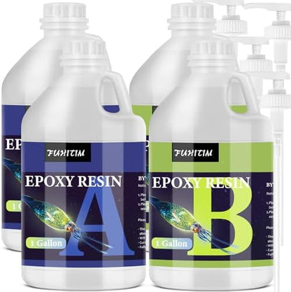 FUHITIM Epoxy Resin 4 Gallon,Crystal Clear Epoxy Resin Kit(2 Gallon x 2) by FUHITIM