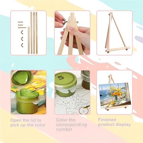 Vase Flower Paint by Numbers for Adults with Framed Canvas - Wooden Easel - Image 5