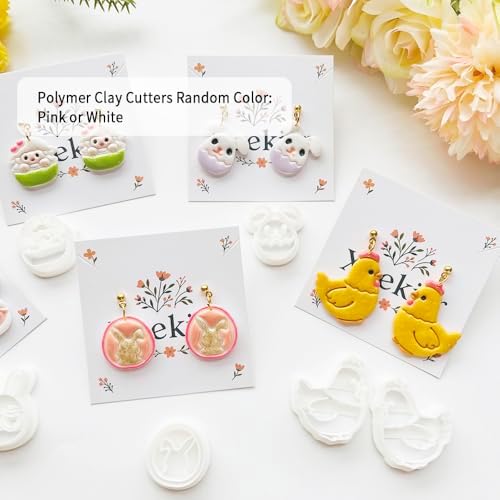 Easter Polymer Clay Cutters Set - 12pcs Sharp & Durable Bunny, Chick, Ice Cream & Egg Shapes for DIY Earring Jewelry Making, Soft Clay Crafts & Spring Holiday Supplies - Image 2