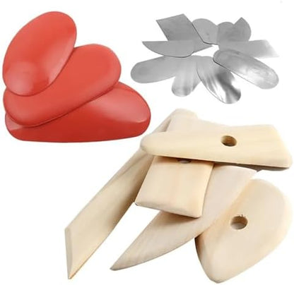 Pottery Tools Pottery Tools Wood Handmade Clay Kit Ceramics Craft Molding Shaping Scraper Polymer Sculpture Air Dry Set(Metal 3sets 30pcs) - Image 2